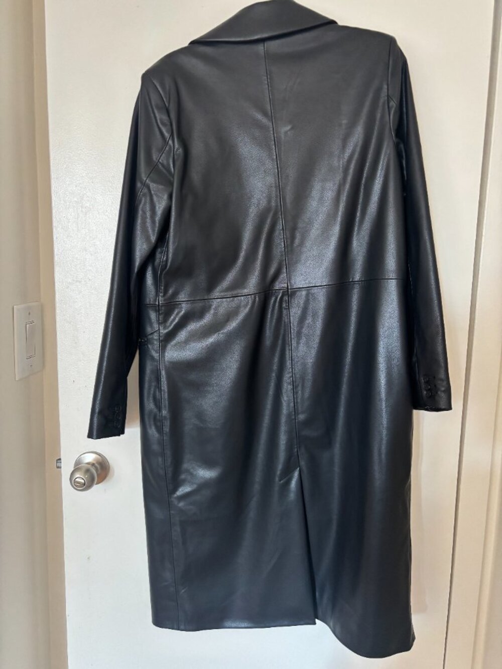 Abercrombie & Fitch Vegan Leather Long Length Coat XS - Picture 3 of 7